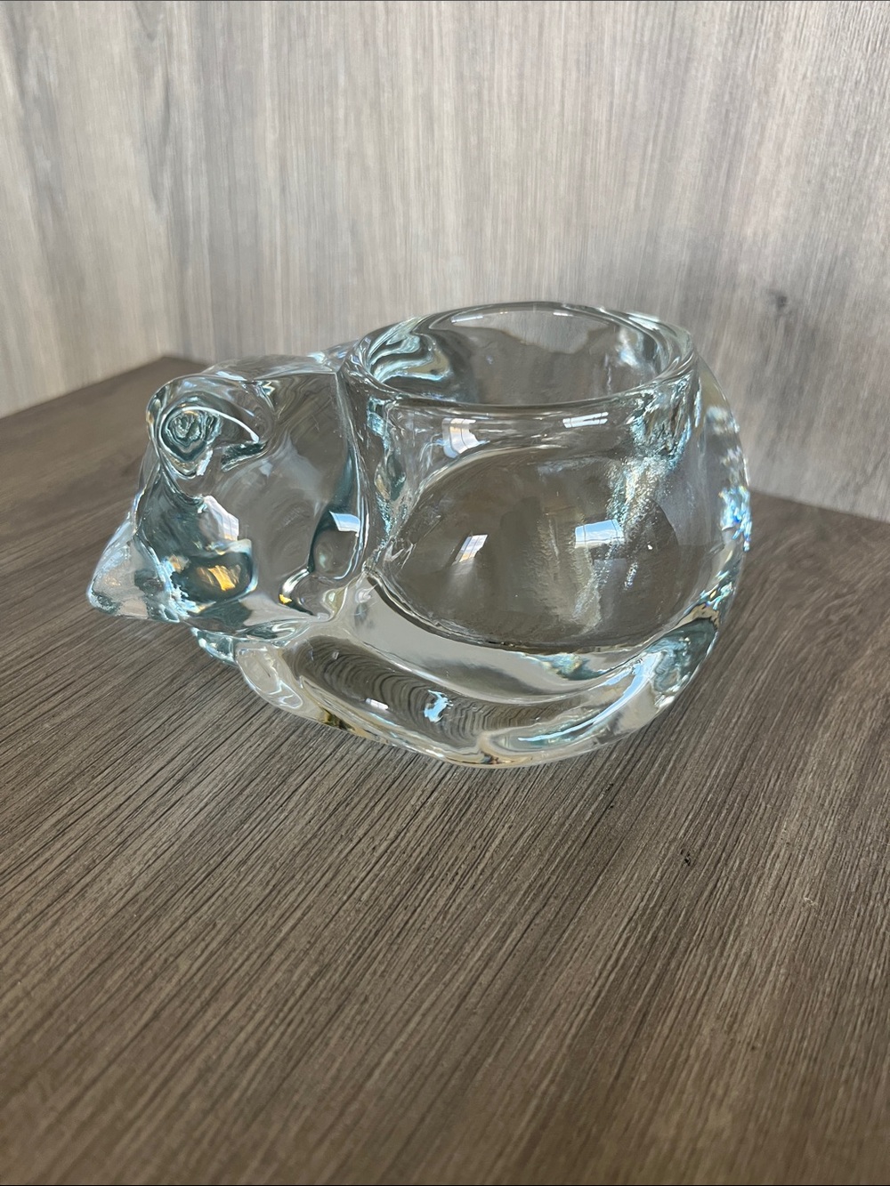 Indiana Glass Sleeping Cat Votive Holder